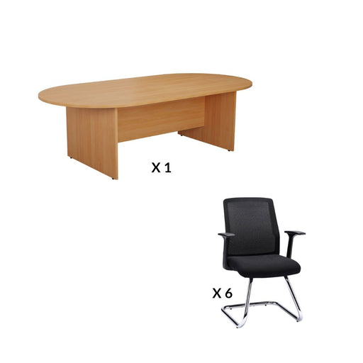 1.8m Boardroom Table & 6 Executive Chair Bundle Tables TC GROUP 