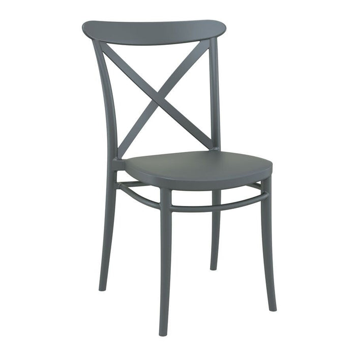 Cross Side Chair Café Furniture zaptrading Dark Grey 