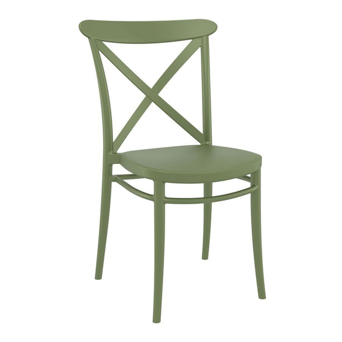 Cross Side Chair Café Furniture zaptrading Olive Green 