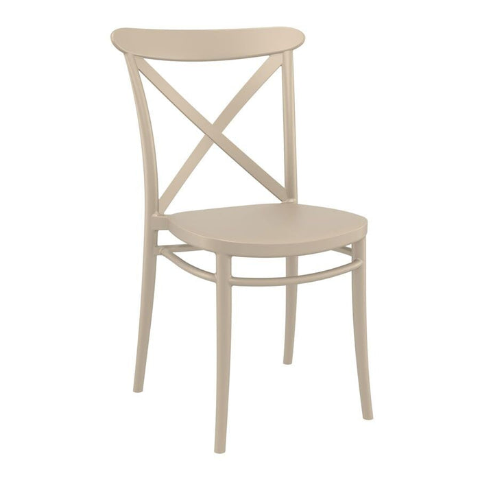 Cross Side Chair Café Furniture zaptrading Taupe 