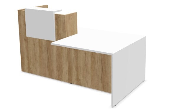 Large Reception Desk With Customer Counter Reception Desk Buronomic 2025mm Left Hand Nebraska Oak White