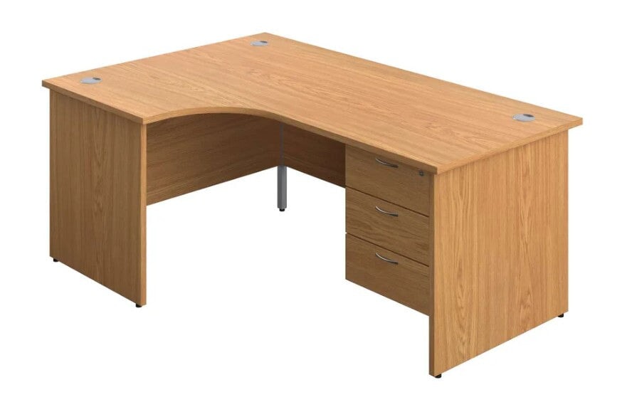 Left Handed Panel Ended Desk | 3 Drawer Fixed Pedestal Bundle — Office ...