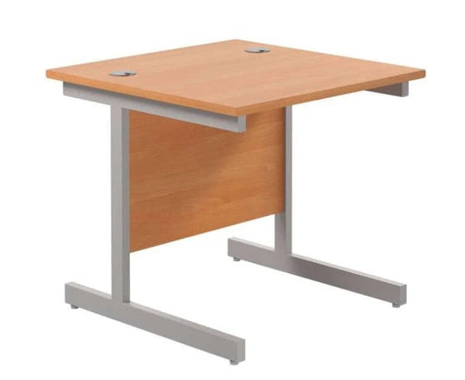 One Cantilever Rectangular Office Desks - 800mm Deep Desks TC Group Beech Silver 800mm x 800mm