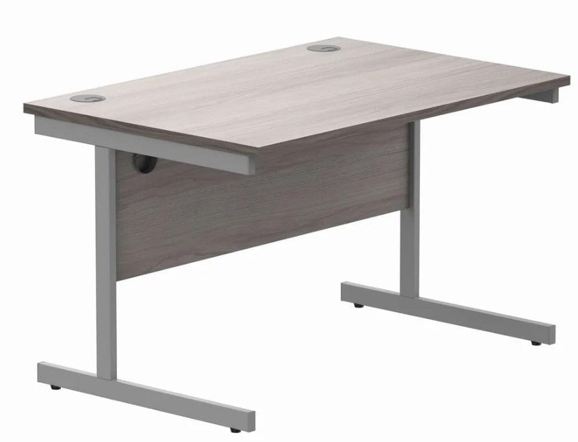 Workwise Office Desk Single Leg Desks TC Group Alaskan Grey Oak Silver 1200mm x 800mm