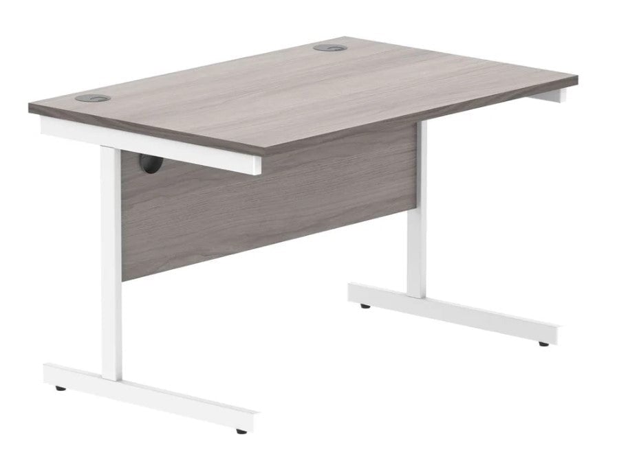 Workwise Office Desk Single Leg Desks TC Group Alaskan Grey Oak White 1200mm x 800mm