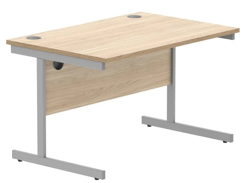 Workwise Office Desk Single Leg Desks TC Group Canadian Oak Silver 1200mm x 800mm