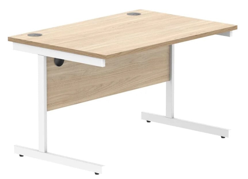 Workwise Office Desk Single Leg Desks TC Group Canadian Oak White 1200mm x 800mm