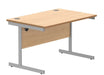 Workwise Office Desk Single Leg Desks TC Group Norwegian Beech Silver 1200mm x 800mm