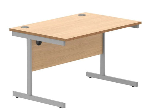 Workwise Office Desk Single Leg Desks TC Group Norwegian Beech Silver 1200mm x 800mm