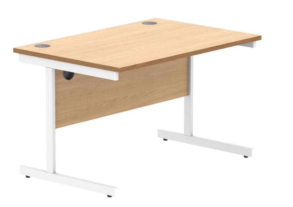 Workwise Office Desk Single Leg Desks TC Group Norwegian Beech White 1200mm x 800mm