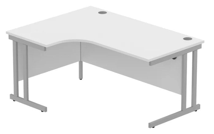 Workwise Office Left Hand Corner Desk With Steel Double Upright Cantilever Frame Desks TC GROUP 1600X1200 Arctic White/Silver 