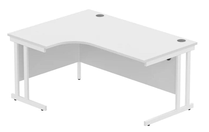 Workwise Office Left Hand Corner Desk With Steel Double Upright Cantilever Frame Desks TC GROUP 1600X1200 Arctic White/White 