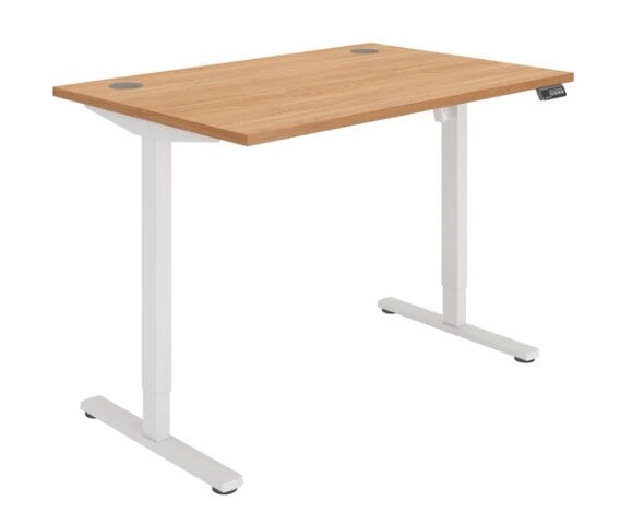 Workwise Sit Stand Desk Desks TC Group Beech White 1200mm x 800mm