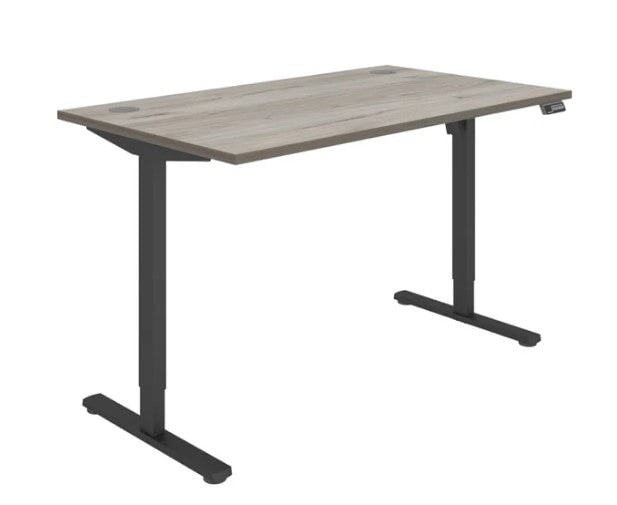 Workwise Sit Stand Desk Desks TC Group Grey Oak Black 1200mm x 800mm