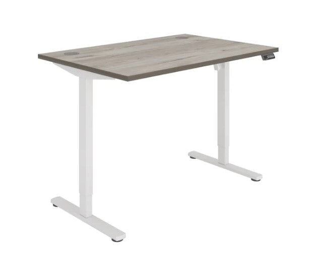 Workwise Sit Stand Desk Desks TC Group Grey Oak White 1200mm x 800mm