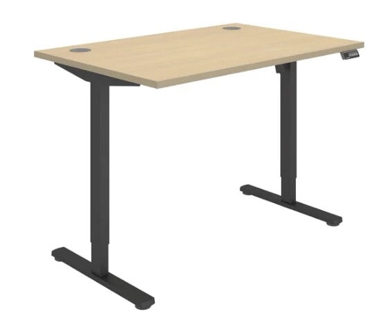 Workwise Sit Stand Desk Desks TC Group Oak Black 1200mm x 800mm