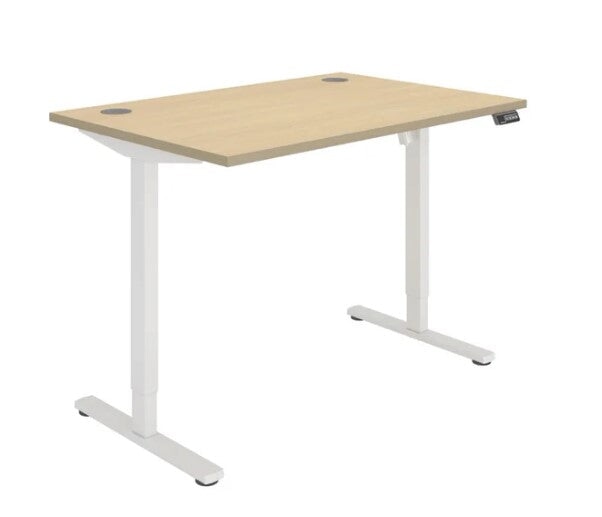 Workwise Sit Stand Desk Desks TC Group Oak White 1200mm x 800mm