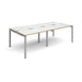 Adapt II 4 Person White Bench Desk 2400mm x 1200mm BOARDROOM TABLES Dams White/Oak Edge Silver 2400mm x 1200mm