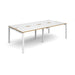 Adapt II 4 Person White Bench Desk 2400mm x 1200mm BOARDROOM TABLES Dams White/Oak Edge White 2400mm x 1200mm