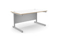 Ashford Cantilever Rectangular White Office Desk - 800mm Deep Office Desk Edit Office White Ply Edge Silver 1400mm x 800mm