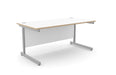 Ashford Cantilever Rectangular White Office Desk - 800mm Deep Office Desk Edit Office White Ply Edge Silver 1600mm x 800mm