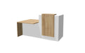 Buro6 Small Reception Desk with DDA section Reception Desk Buronomic Right Hand DDA White Nebraska Oak