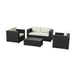 Hampton 4 Piece Sofa Set - Black Café Furniture zaptrading Black 