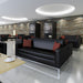 Helsinki square back reception 3 seater chair 1880mm wide - black leather faced Soft Seating Dams 