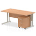 Impulse 1200mm Cantilever Straight Desk With Mobile Pedestal Workstations Dynamic Office Solutions Beech 3 Drawer Silver