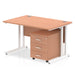 Impulse 1200mm Cantilever Straight Desk With Mobile Pedestal Workstations Dynamic Office Solutions Beech 3 Drawer White