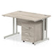 Impulse 1200mm Cantilever Straight Desk With Mobile Pedestal Workstations Dynamic Office Solutions Grey Oak 3 Drawer White