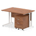 Impulse 1200mm Cantilever Straight Desk With Mobile Pedestal Workstations Dynamic Office Solutions Walnut 2 Drawer White