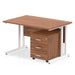 Impulse 1200mm Cantilever Straight Desk With Mobile Pedestal Workstations Dynamic Office Solutions Walnut 3 Drawer White