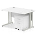 Impulse 1200mm Cantilever Straight Desk With Mobile Pedestal Workstations Dynamic Office Solutions White 2 Drawer Silver