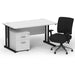 Impulse 1400mm Cantilever Straight Desk With Mobile Pedestal and Chiro Medium Back Black Operator Chair Impulse Bundles Dynamic Office Solutions White Black 2