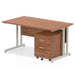 Impulse 1400mm Cantilever Straight Desk With Mobile Pedestal Workstations Dynamic Office Solutions Walnut 2 Drawer Silver