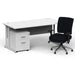 Impulse 1600mm Cantilever Straight Desk With Mobile Pedestal and Chiro Medium Back Black Operator Chair Impulse Bundles Dynamic Office Solutions 