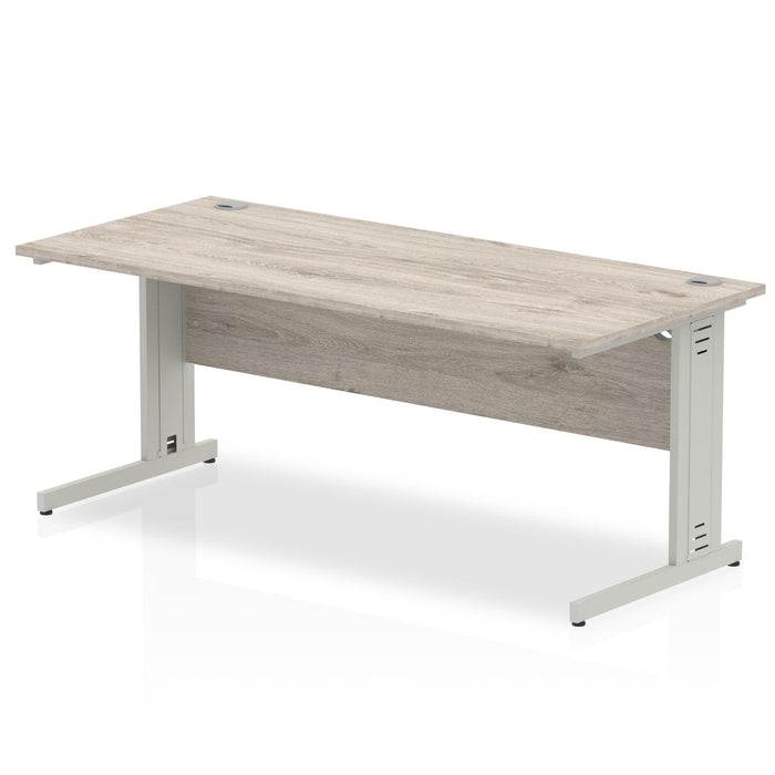 Impulse 1800mm Straight Desk Cable Managed Leg Desks Dynamic Office Solutions Grey Oak Silver 