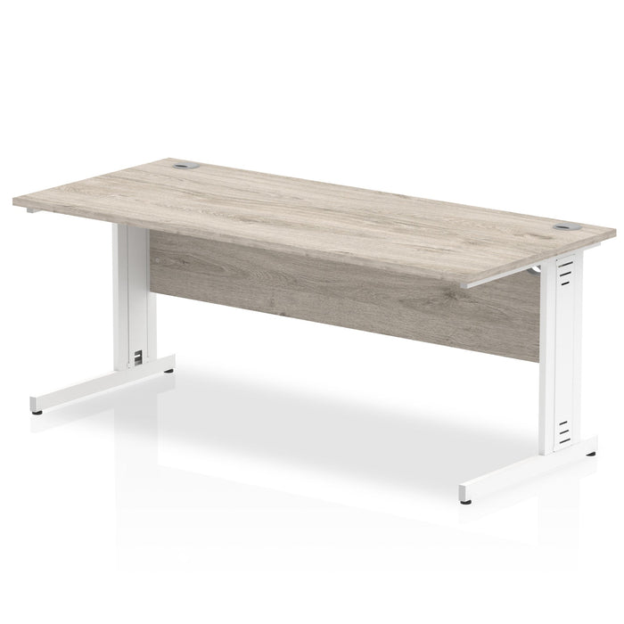 Impulse 1800mm Straight Desk Cable Managed Leg Desks Dynamic Office Solutions Grey Oak White 