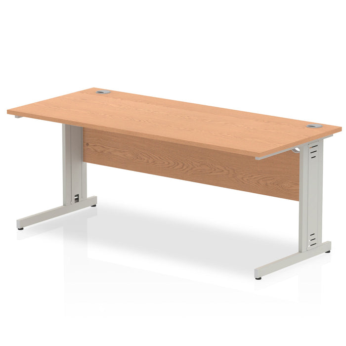 Impulse 1800mm Straight Desk Cable Managed Leg Desks Dynamic Office Solutions Oak Silver 