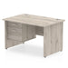 Impulse Panel End Straight Desk With Fixed Pedestal Workstations Dynamic Office Solutions Grey Oak 1200 2 Drawer