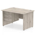 Impulse Panel End Straight Desk With Fixed Pedestal Workstations Dynamic Office Solutions Grey Oak 1200 3 Drawer