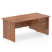 Impulse Panel End Straight Desk With Fixed Pedestal Workstations Dynamic Office Solutions WALNUT 1600 2 Drawer