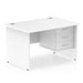 Impulse Panel End Straight Desk With Fixed Pedestal Workstations Dynamic Office Solutions WHITE 1200 3 Drawer