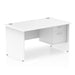 Impulse Panel End Straight Desk With Fixed Pedestal Workstations Dynamic Office Solutions WHITE 1400 2 Drawer