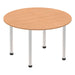 Impulse Round Table With Post Leg Shaped Tables Dynamic Office Solutions Oak 1000 Aluminium