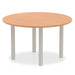 Impulse Round Table With Post Leg Shaped Tables Dynamic Office Solutions Oak 1200 Silver