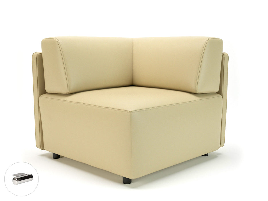 Loomis 87cm Wide Corner Unit in Cristina Marrone Ultima Faux Leather Unit Seating Dynamic Office Solutions Cream Chrome 