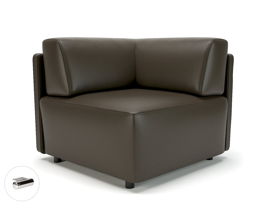 Loomis 87cm Wide Corner Unit in Cristina Marrone Ultima Faux Leather Unit Seating Dynamic Office Solutions Mocha Chrome 