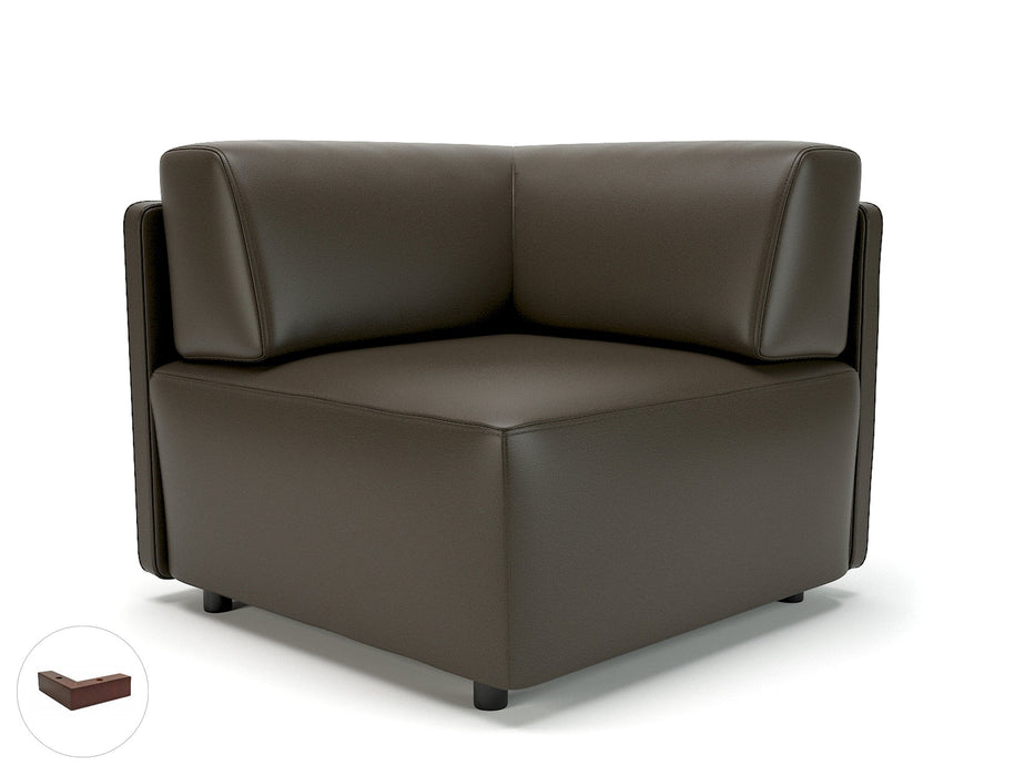 Loomis 87cm Wide Corner Unit in Cristina Marrone Ultima Faux Leather Unit Seating Dynamic Office Solutions Mocha Ebony Wood 